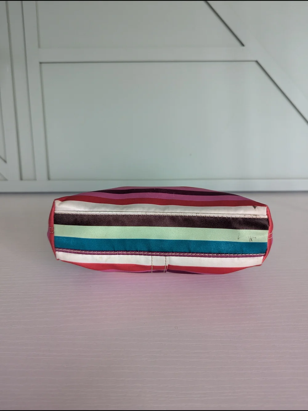 vintage Coach Legacy Stripe Turnlock Wristlet Mini Bag
